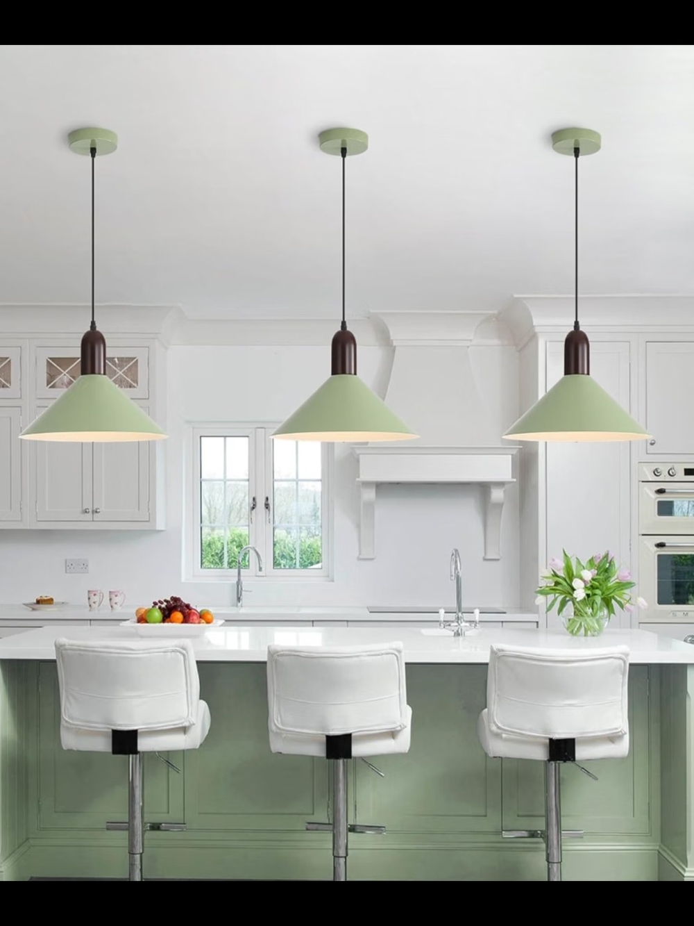 Three Modern Green Pendant Lights (New In Box)